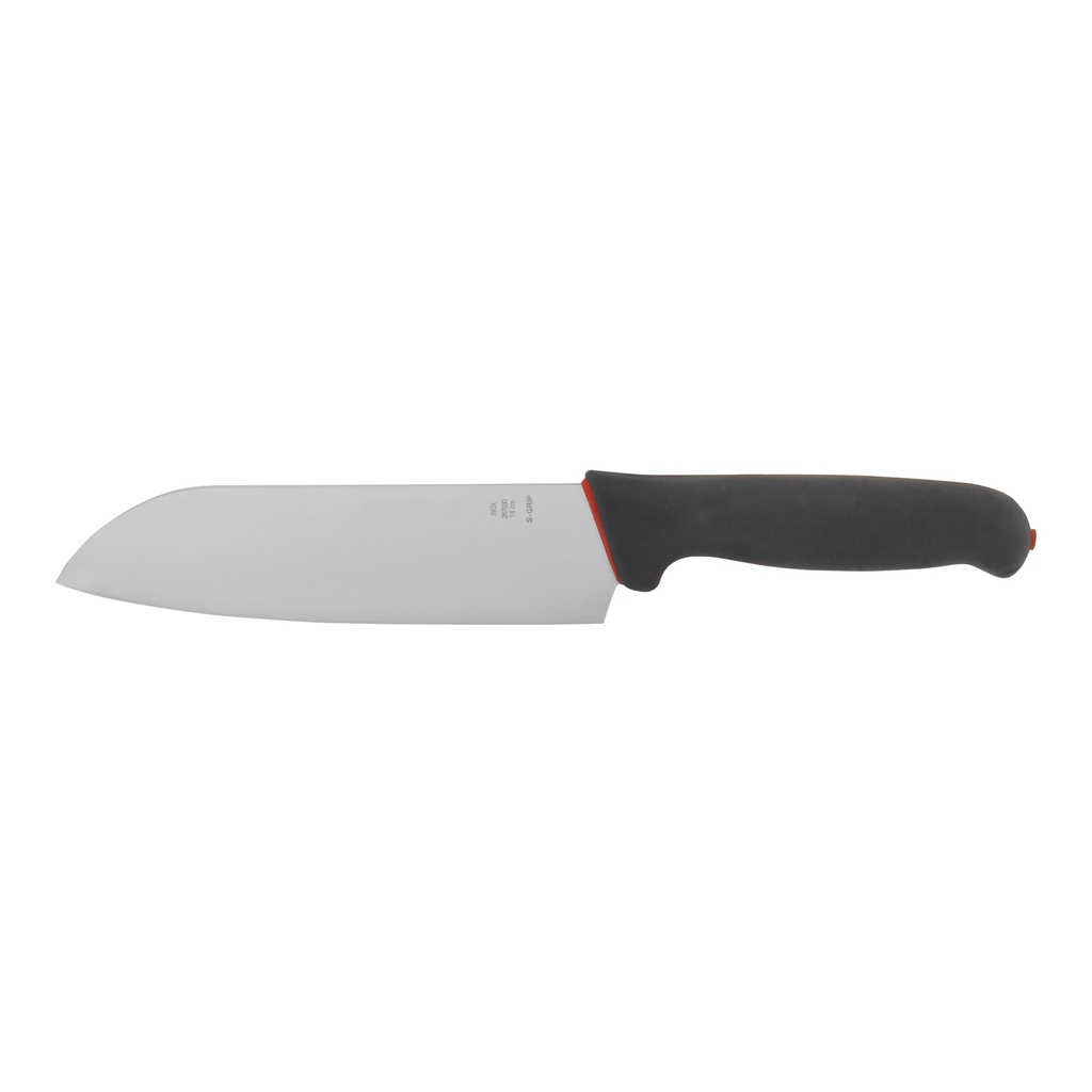 S-Grip Santokumesser | Glatte Klinge 180mm ohne Kullenschliff